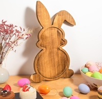 Plateau de service en bois en forme de lapin de Pâques - Planche à charcuterie en forme de lapin et d'œuf pour les fêtes et la décoration de table de vacances