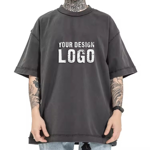 Camiseta de Hombre de Moda Casual, de Media Manga, Lisa, Extra Grande, con Logotipo Personalizado, 100% Algodón, Estilo Vintage, Lavada al Ácido - Product Image 3