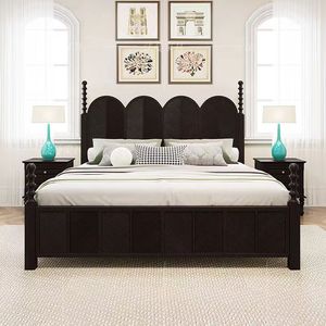 Letto Matrimoniale Vintage in Legno Massello Stile Italiano, Lusso Moderno per Camera da Letto Principale, con Tende, Stile Anna Affumicato, per Matrimoni e Principesse - Product Image 3