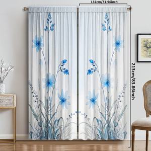 Nuove Tende e Drappeggi per Finestre e Porte con Stampa Digitale Personalizzata a Motivi Floreali, Stile Moderno per Soggiorno, Lavabili in Lavatrice - Product Image 6