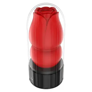 Vibrador gül şekilli çiçek kadınlar duruş dil klitoris stimülasyon emme gül vibratör USB isıtmalı gül Jet kupası