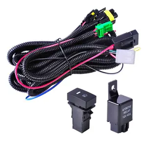 H11 1015 Kit de cablagens para farol automotivo padrão americano, cablagens para farol de neblina com indicadores de LED