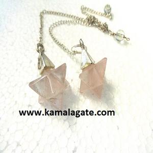 Vente en gros Quartz rose Merkaba étoile Reiki pendule sculpté mascotte de pierre semi-précieuse à vendre - Product Image 1