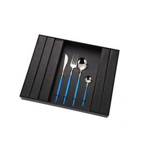 Wholesale Metal Silverware Kitchen 24pcs Tea Coffee Black Dessert Gold Flatware <b>Spoon</b> and Fork Cutlery Set Stainless Steel - Product Image 3