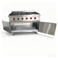 Nouvelle cuisinière à gaz professionnelle 6 brûleurs avec four encastré en acier inoxydable – Équipement de cuisson
