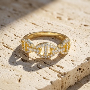 Infinity Moissanite <b>Ring</b> 22K <b>Gold</b> Plated S925 Silver Pave Setting Luxury Unisex <b>Cocktail</b> <b>Ring</b> Everyday Wear - Product Image 5