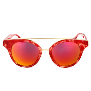 Maidis Cat Eye Sunglasses Red Marbled Frame Gold Metal UV400 Protection Women's Fashion Sun Glasses - Product Image 5