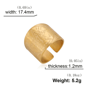 Myshape Tetragrammaton Anello pentagramma amuleto pentacolo anello l'antico nome del potere di dio in acciaio inox Solomon Wiccan gioielli - Product Image 3