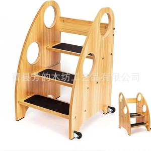 Wooden Learning Tower 11 Inch Wide Step Sit Stand <b>Stool</b> For Kids <b>Kitchen</b> <b>Helper</b> - Product Image 3