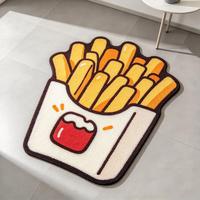 Tapis tufté personnalisé OEM motif dessin animé, tapis en peluche fantaisie irrégulier en forme de nourriture, tapis de sol publicitaire sur mesure en gros