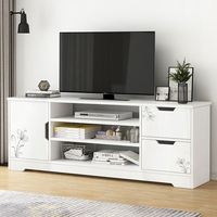 Modernes, schlichtes TV-Möbel und Couchtisch-Kombination im nordischen Stil aus Holz für Wohnzimmer, Schlafzimmer und kleine Wohnungen, aus Spanplatten gefertigt.
