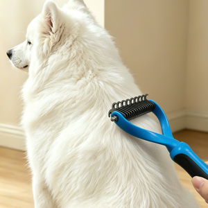 Brosse de toilettage rotative double face pour animaux de compagnie, râteau à sous-koirage en acier inoxydable pour chats et chiens, outil démêlant et dépilatoire - Product Image 3