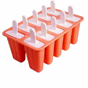Molde de silicona para helados de 10 cavidades, soporte para paletas, sin Bpa, caseros, con palos de paleta, novedad de 2023