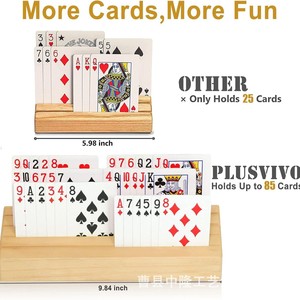 Support de rangement pour cartes à jouer en bois massif, forme trapézoïdale, support de cartes de jeu de table en bois, présentoir pour cartes à jouer - Product Image 3