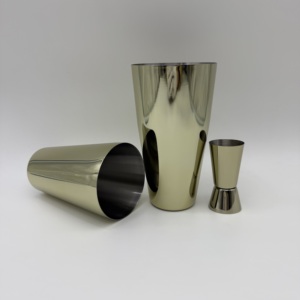 3pcs ánh sáng mạ Vàng bartender Kit Cocktail đồ uống đồ uống Boston Shaker đôi đo JIGGER <span class=keywords><strong>Bar</strong></span> công cụ Bộ quà tặng - Product Image 3