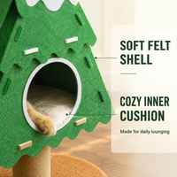 Maison pour chat 3-en-1 en forme de sapin de Noël, en feutre, avec griffoir en sisal et base en bois, 83 cm, pour chats d'intérieur