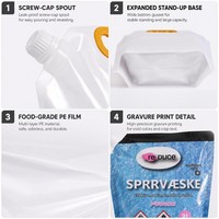JIAHE Pochettes souples personnalisées avec bec verseur 2L 5L 10L, imprimées en héliogravure, sacs PE pour liquides et eau, recyclables, vente en gros directe usine