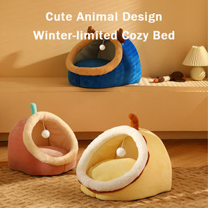 Cuccia per Animali Domestici in Finta Pelliccia <span class=keywords><strong>di</strong></span> Coniglio, Design a Cartone Animato, Traspirante ed Ecologica, Stile Yurt Semi-Chiuso, Rimovibile e Lavabile - Product Image 5