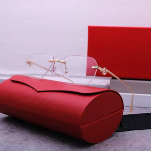 Gafas de sol sin montura, lujosas y a la moda, con estuche y logotipo de marca de diseñador, aptas tanto para hombres como para mujeres. - Product Image 4