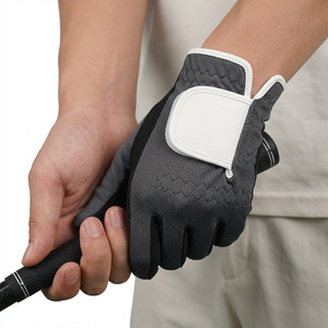 Guantes de Golf de Gamuza y Malla Transpirable Antideslizantes para Hombre, Guantes de Golf Personalizables para Práctica al Aire Libre en Gris y Azul - Product Image 1