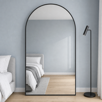 Miroir sur pied arqué pleine longueur sur mesure pour usine, 100x200cm, miroir HD 4mm, vente en gros pour hôtels et villas
