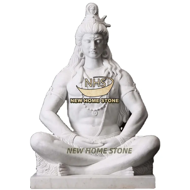 Decoración para el hogar gigante grande dios hindú tallas de piedra Lord Shiva escultura tallada a mano estatua de mármol de Shiva