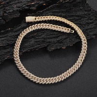 Colliers pour hommes Bijoux de luxe Hiphop Plaqué or Zircon glacé 10mm Collier chaîne à maillons cubains Miami