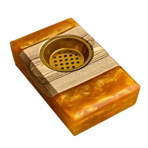 Noor Crown Heritage Artisan Epoxy Resin Acacia Wood Bukhoor Burner Designer Oud Incense <b>Stand</b> for Ramadan <b>Nights</b> - Product Image 1