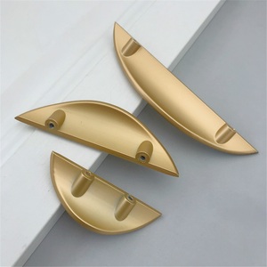 Bronze Modern Die-Cast Curved Half-Buckle Cabinet <b>Door</b> Drawer Handle for Wardrobe Solid Crescent Design Shape Single Hole - Product Image 4