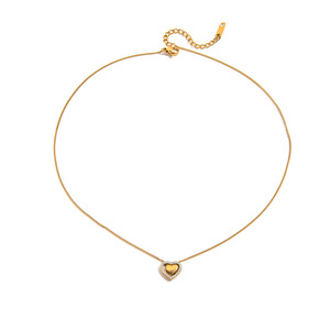 Collier pendentif en forme de cœur en diamant plaqué or 18 carats en acier inoxydable, bijou romantique pour femme - Product Image 5