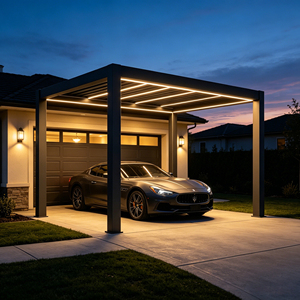 Gazebo de aluminio con persianas eléctricas ajustables para exteriores, con vista nocturna para barbacoas, luz RGB cálida integrada, totalmente resistente al viento y la lluvia. - Product Image 1