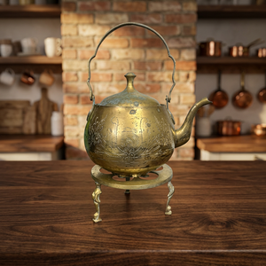 Bouilloire à thé vintage en laiton avec couvercle, poignée en métal, pot à eau, bouilloires, article de cuisine décoratif - Product Image 4