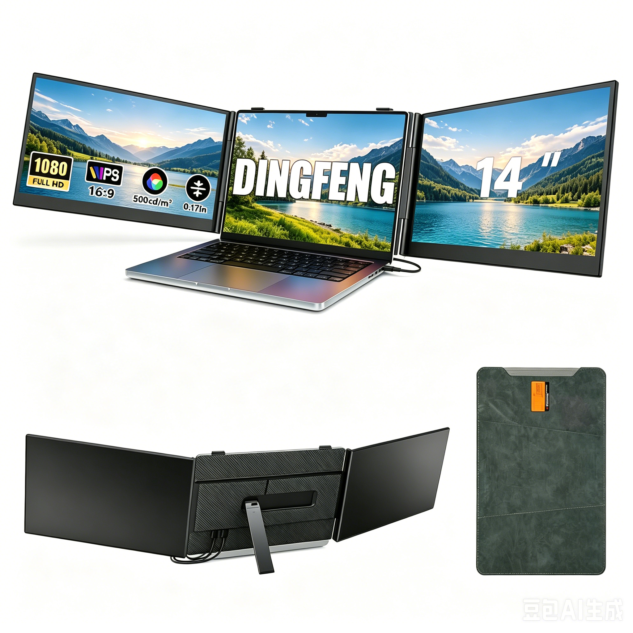 <strong>2026</strong> Minimalist <strong>Laptop</strong> Portable Extended Ultra Thin Display 14" FHD Triple Screen Fit for <strong>13</strong>-17" <strong>Laptop</strong> Win/Mac/Chrome/Android