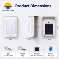 Lampe murale solaire à détecteur de mouvement PIR 1W, portée de détection 3-5m, 16 LED, étanche IP65, en aluminium, pour jardin