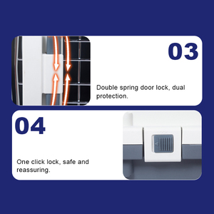 Transportín cuadrado grande <span class=keywords><strong>para</strong></span> mascotas, cierre de botón, cajón de aire de plástico metálico a rayas <span class=keywords><strong>para</strong></span> gatos, <span class=keywords><strong>perros</strong></span>, viajes al aire libre, cómoda cesta <span class=keywords><strong>para</strong></span> mascotas - Product Image 5