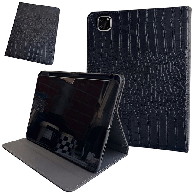 Custom Crocodile PU Leather Folio Stand Tablet Cover Case With Pencil Holder for iPad 11 A16 10.9 Air 11 Pro 11 12.9 13 Mini 7