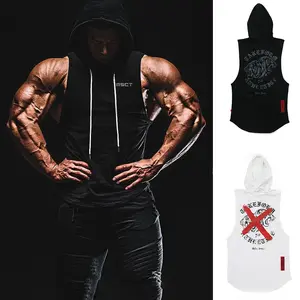 Nieuwe Mode Katoen Spandex Hoodie Custom Printing Tank Top Fitness Kleding Voor Mannen