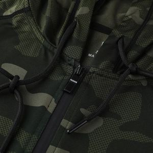 Survêtement de sport camouflage à séchage rapide pour hommes, avec sweats à capuche zippés intégraux et vestes vert foncé – Vente en gros - Product Image 3