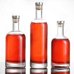 Botellas de Vidrio para Licores, Vodka, Whisky y Alcohol Nocturne Nordic Spirit, 200 ml, 300 ml, 375 ml, Redondas, Reutilizables, con Tapas de Corcho para Envasado - Product Image 4