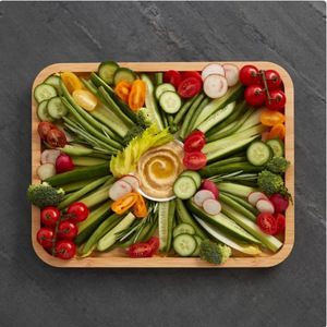 Bandeja de servir de bambú con tapa transparente, tabla de cortar multifuncional para alimentos, frutas y postres, uso doméstico - Product Image 4