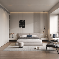 Ensemble de chambre à coucher moderne et minimaliste en bois : lit, armoire, table de chevet, unité de rangement – Pack mobilier de maison