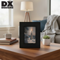 Cadre photo en bois noir DX Designs 4x6 5x7, minimaliste avec incrustation texturée tressée, cadre photo moderne pour salon et chambre à coucher