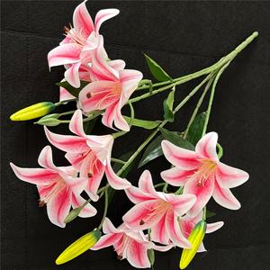 <span class=keywords><strong>Fleur</strong></span> artificielle en gros de 58 cm, lys à 9 têtes en PU, décoration de fond, fleurs en soie, bouquet de lys Calla - Product Image 6