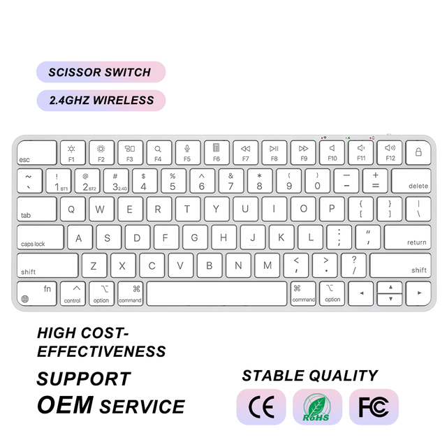 78-Key Wireless Keyboard BT/2.4G Rechargeable Scissor Switch Office Computer Keyboard Multi-Device Compatible