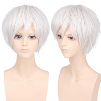 Perruque Courte Droite Unisexe pour Costume de Fête Anime, Idéale pour Femmes et Hommes