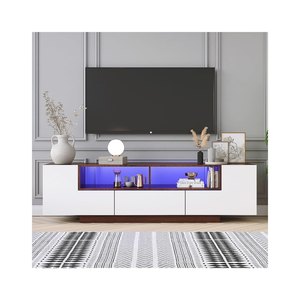Meuble <span class=keywords><strong>TV</strong></span> LED de haute qualité adapté à toutes les tailles de téléviseurs avec rangement Meuble <span class=keywords><strong>TV</strong></span> moderne avec étagère en verre réglable - Product Image 1