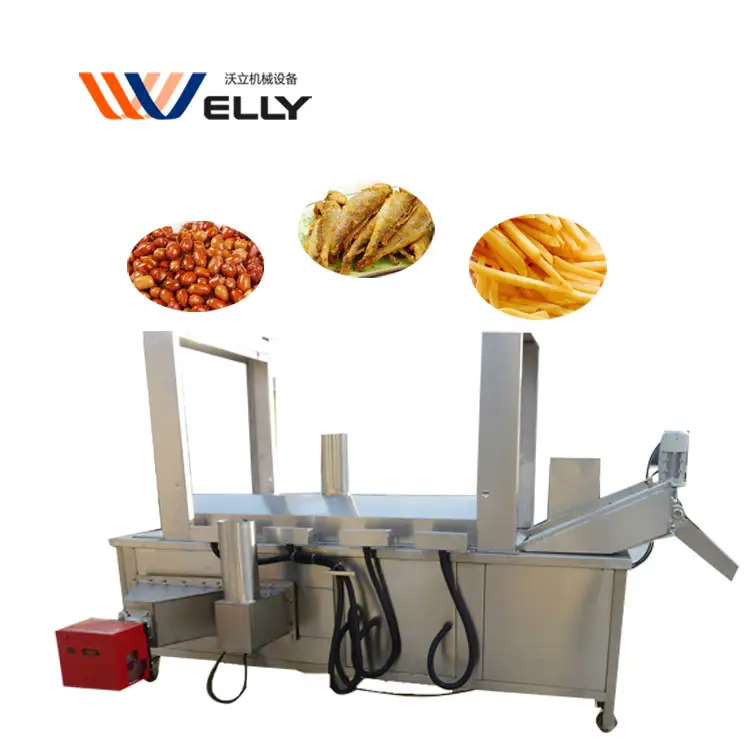 Automatic Continuous Onion Burger Cutlet Fryer Fried Fish Skin Deep Natural Gas Soyabeans Frying Machine