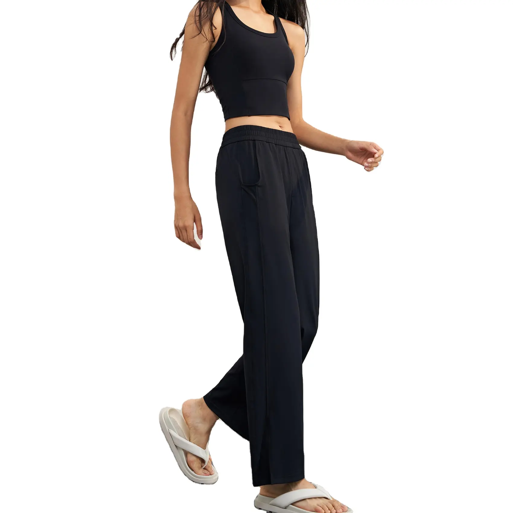 Factory Selling High-waist Loose Yoga Pants Spandex Solid Color High Elastic Gym Casual Pants Custom Printed Women's Yoga Pants