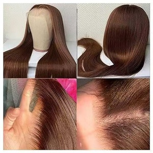 Peluca de cabello humano brasileño 100% sin pegamento <span class=keywords><strong>Bob</strong></span> de 30 pulgadas con Base de encaje Color HD hecho a máquina pelo liso Bang Fringe mujeres - Product Image 4