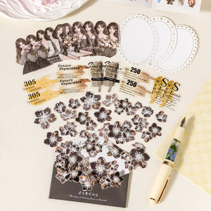 43 Aufkleber pro Packung aus der Blooming Letters-Serie Multi-Material-Charakter-und Blumen <span class=keywords><strong>text</strong></span> aufkleber für Scrap booking - Product Image 2